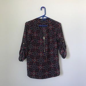 Rue21 // Long Sleeve Dark Geometric Blouse